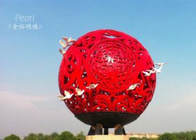 不锈钢金裕明珠彩球花球雕塑