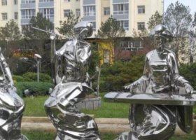 江镇公园不锈钢演奏乐器古代美人人物雕塑