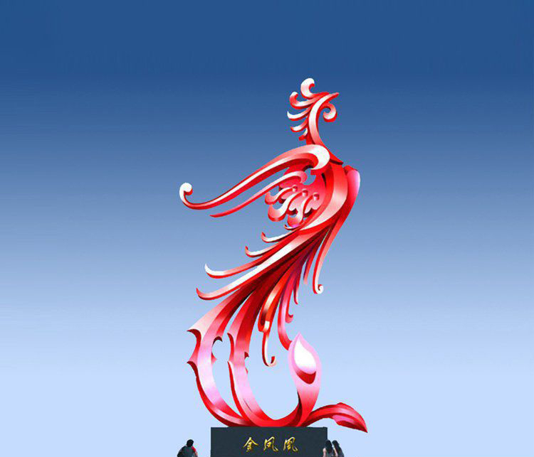 不锈钢抽象凤凰雕塑图片
