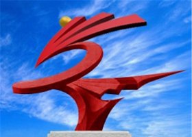  企业不锈钢展翅抽象雕塑