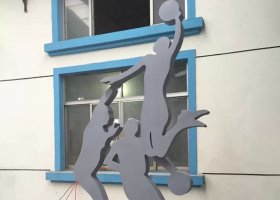 路边打篮球不锈钢雕塑