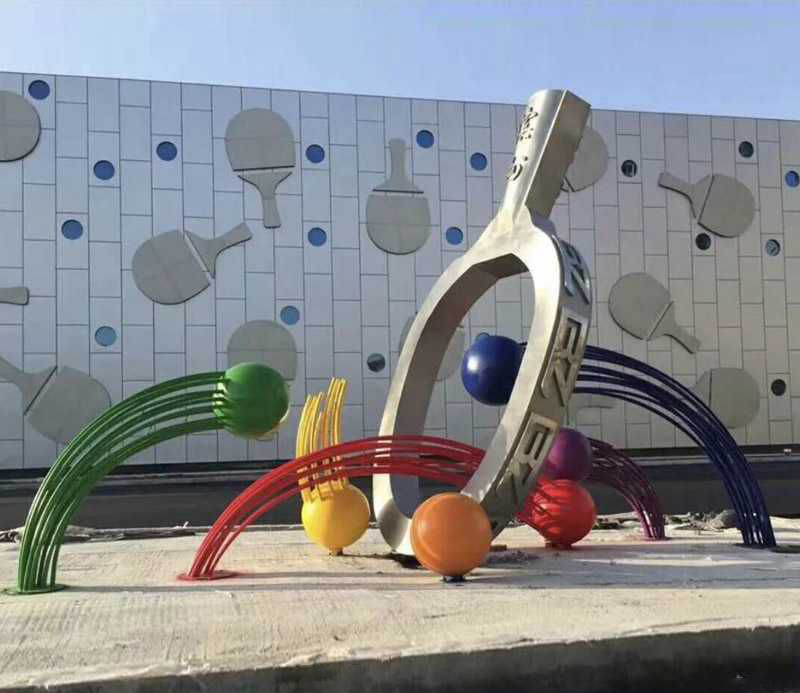 不锈钢乒乓球雕塑图片