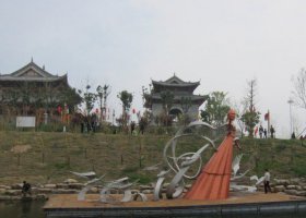 公园不锈钢抽象仙鹤和仙女雕塑