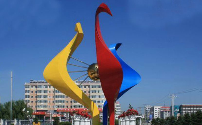 不锈钢彩色太阳企业景观雕塑图片