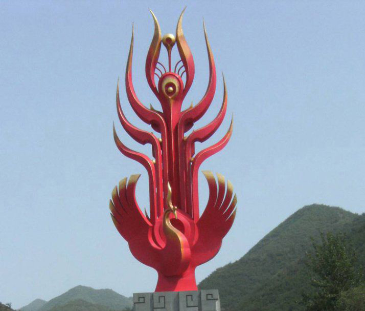 景区不锈钢大型凤凰雕塑图片