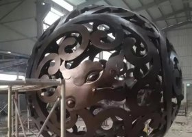 广场不锈钢镂空花球景观雕塑