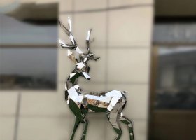 不锈钢镜面几何鹿梅花鹿雕塑