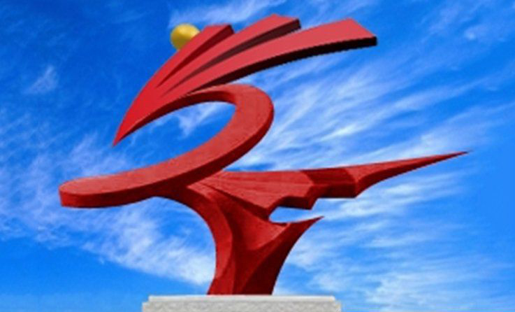 企业不锈钢展翅雕塑图片