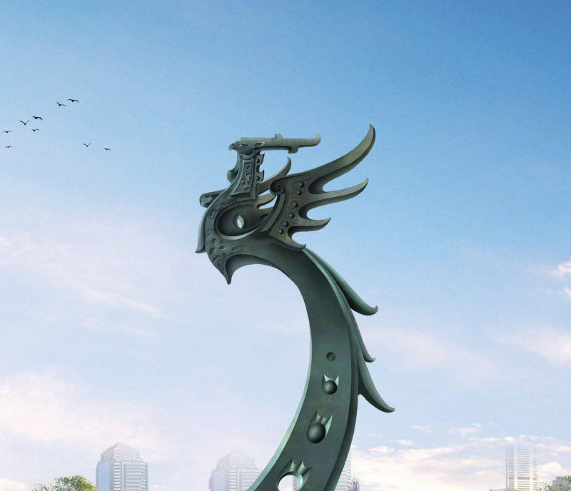 广场不锈钢抽象凤凰雕塑图片