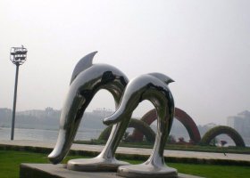 公园不锈钢抽象海豚雕塑