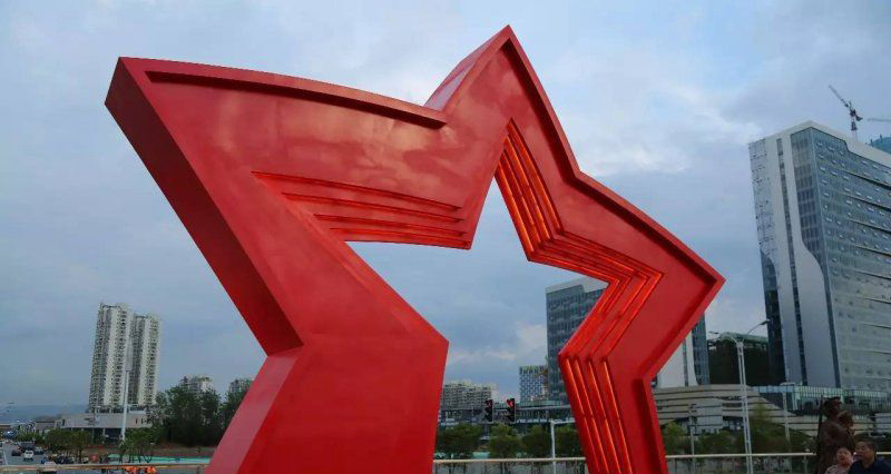 不锈钢五角星拱门广场景观雕塑图片