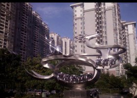 小区不锈钢抽象奔跑的鹿雕塑