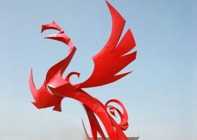 城市不锈钢大型抽象凤凰雕塑
