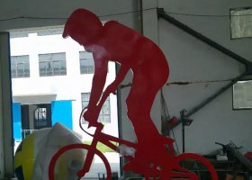 不锈钢骑自行车运动雕塑