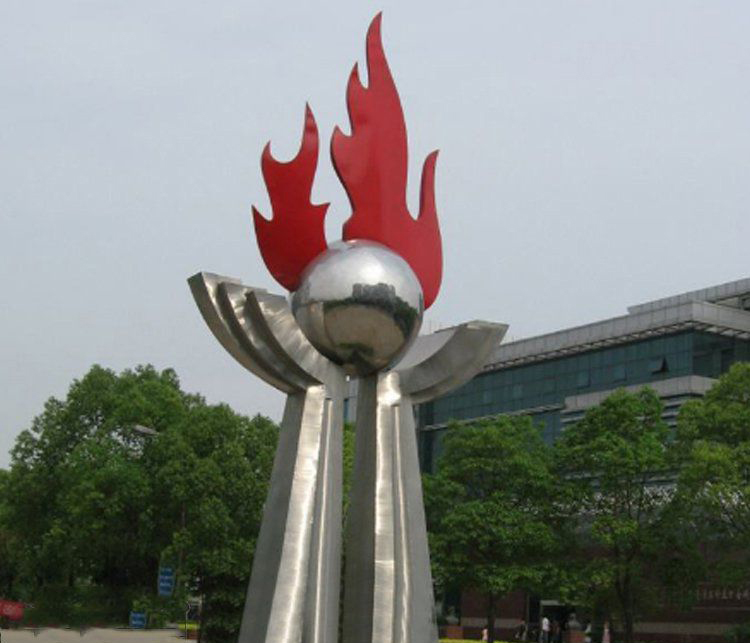 不锈钢手托火苗雕塑图片