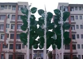 不锈钢绿色树叶小区景观雕塑