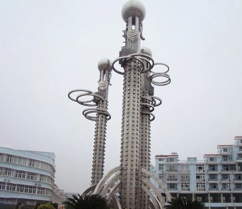 不锈钢龙柱雕塑图片