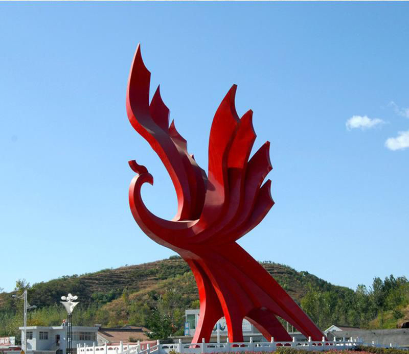 不锈钢广场凤凰雕塑图片