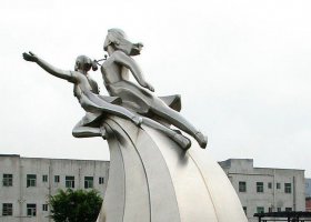 不锈钢校园腾飞学生雕塑