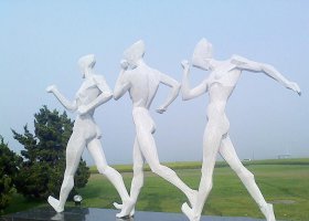 公园不锈钢抽象竞走人物雕塑