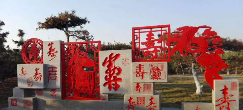 公园不锈钢福禄寿剪纸雕塑图片