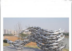 公园不锈钢鱼群景观雕塑