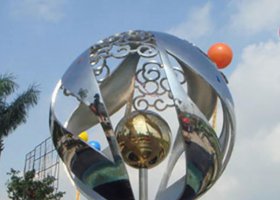 广场不锈钢镜面圆球抽象雕塑