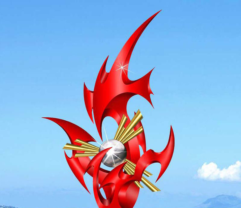 不锈钢抽象火苗广场雕塑图片