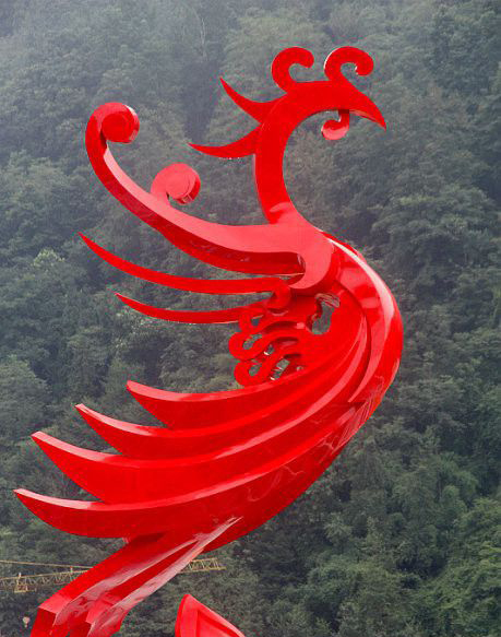 广场不锈钢彩色凤凰雕塑图片