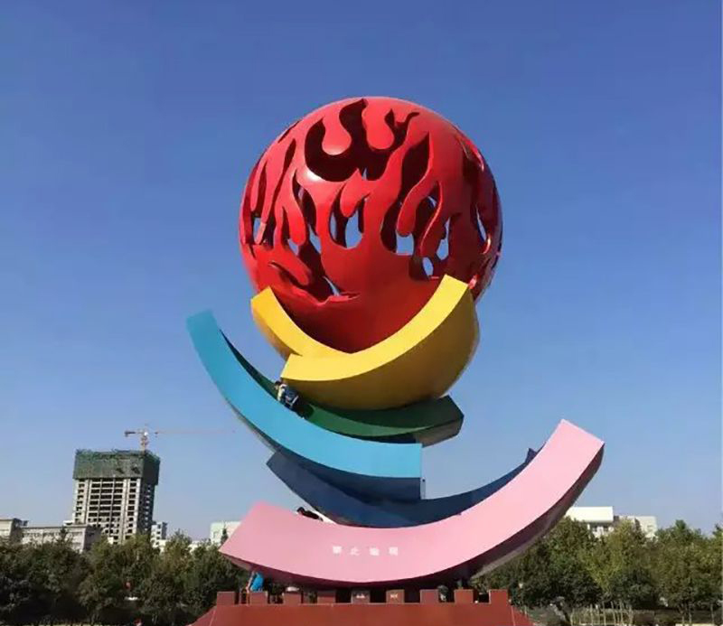 广场旭日不锈钢雕塑图片