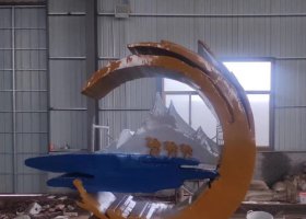 不锈钢抽象浪花雕塑