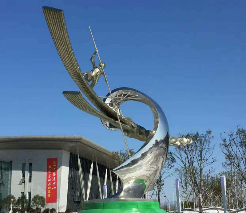 不锈钢帆船运动雕塑图片
