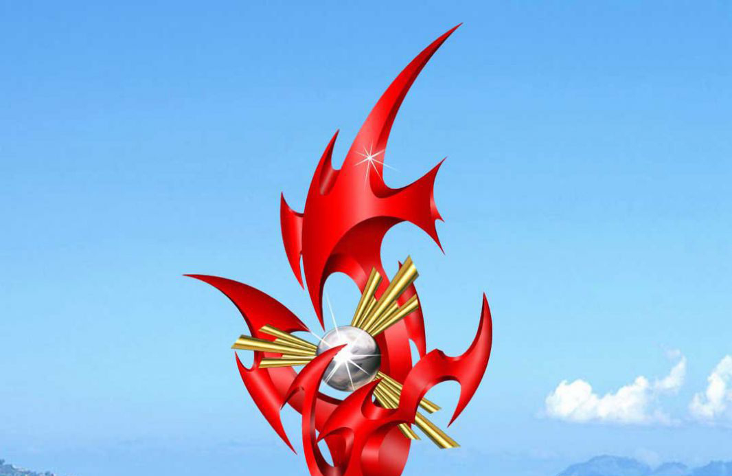 不锈钢火苗抽象景观雕塑图片