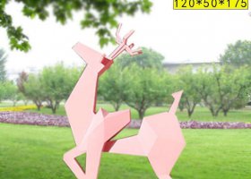 彩色回头母鹿不锈钢雕塑