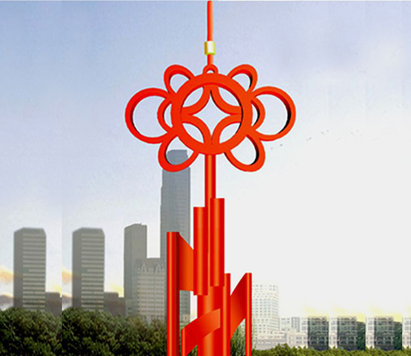 城市不锈钢中国结雕塑图片