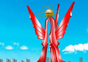 不锈钢企业抽象共筑辉煌雕塑