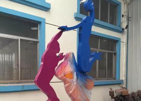 广场不锈钢打篮球雕塑