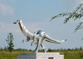广场不锈钢恐龙雕塑 