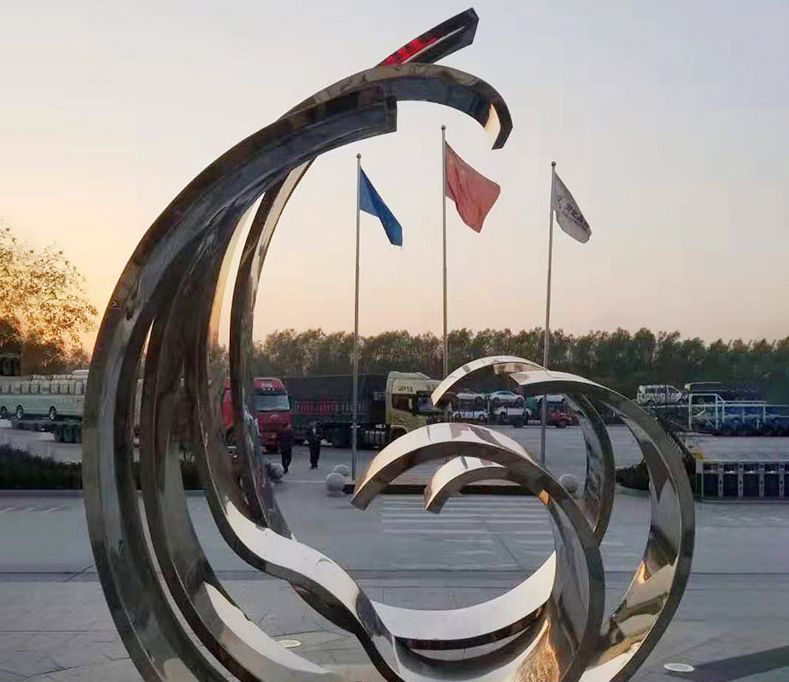 不锈钢海浪抽象雕塑图片