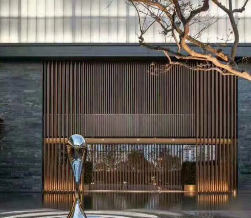 公园不锈钢水滴波纹景观雕塑图片