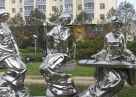 公园不锈钢演奏乐器人物雕塑