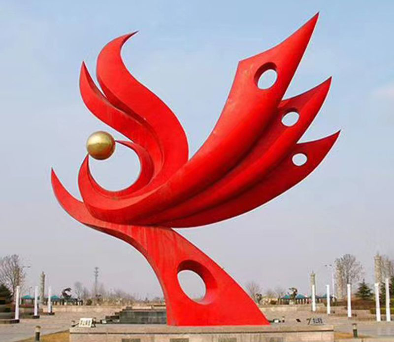 广场凤凰宝地不锈钢雕塑图片