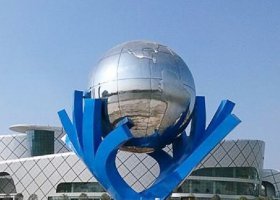 广场托起地球不锈钢抽象雕塑