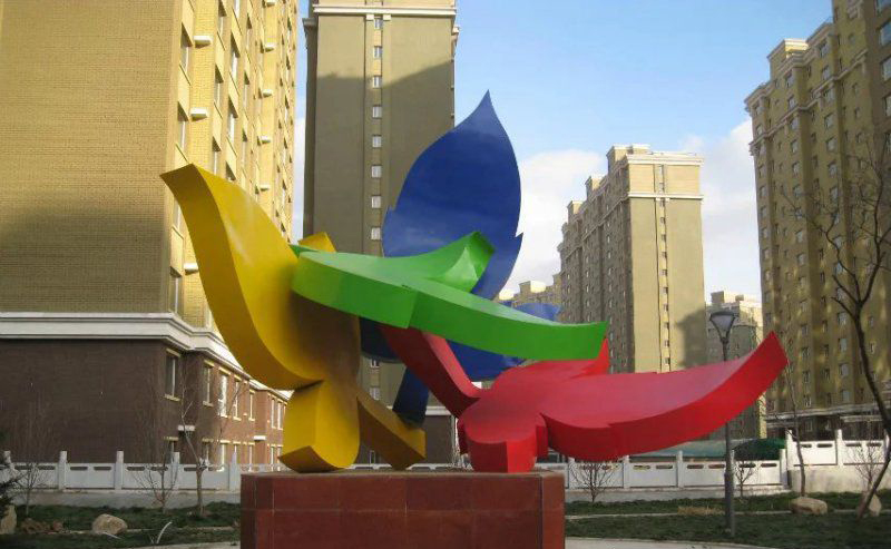 抽象树叶不锈钢广场景观雕塑图片