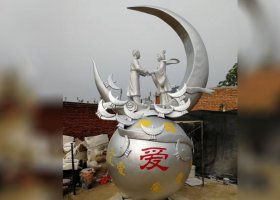 不锈钢牛郎织女广场景观雕塑