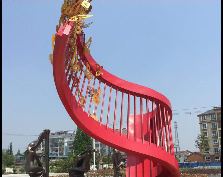 城市不锈钢抽象创意红色雕塑图片