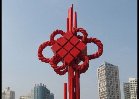 城市不锈钢大型中国结雕塑