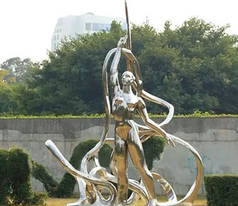 不锈钢彩带舞雕塑图片