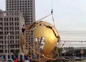 城市不锈钢镂空地球仪雕塑