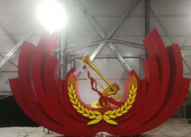 城市党建不锈钢军号麦穗雕塑